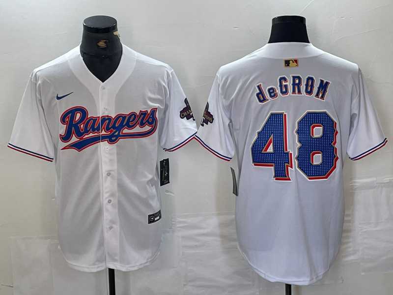Men's Texas Rangers #48 Jacob deGrom White 2024 Gold Collection Limited Cool Base Jersey,We sell and wholesale Men's Texas Rangers #48 Jacob deGrom White 2024 Gold Collection Limited Cool Base Jersey on line form chian!